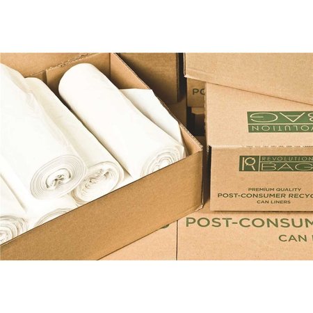 REVOLUTION BAG 44 Gal. 36 in. x 47 in. 0.45 mil Natural Low-Density Trash Can Liner /Case, 10PK PC44MRN